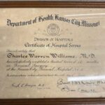 Charles williams certificate of medical service.