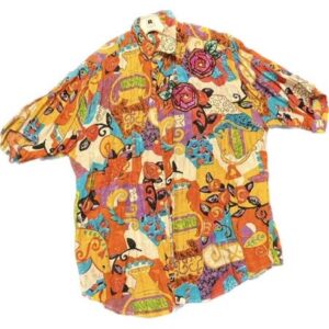 A colorful Designer Garment 2 with cartoon characters on it.