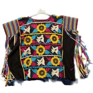 A colorful Designer Garment 4 with fringes on it.