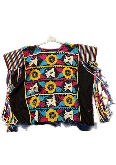 A colorful Designer Garment 4 with fringes on it.